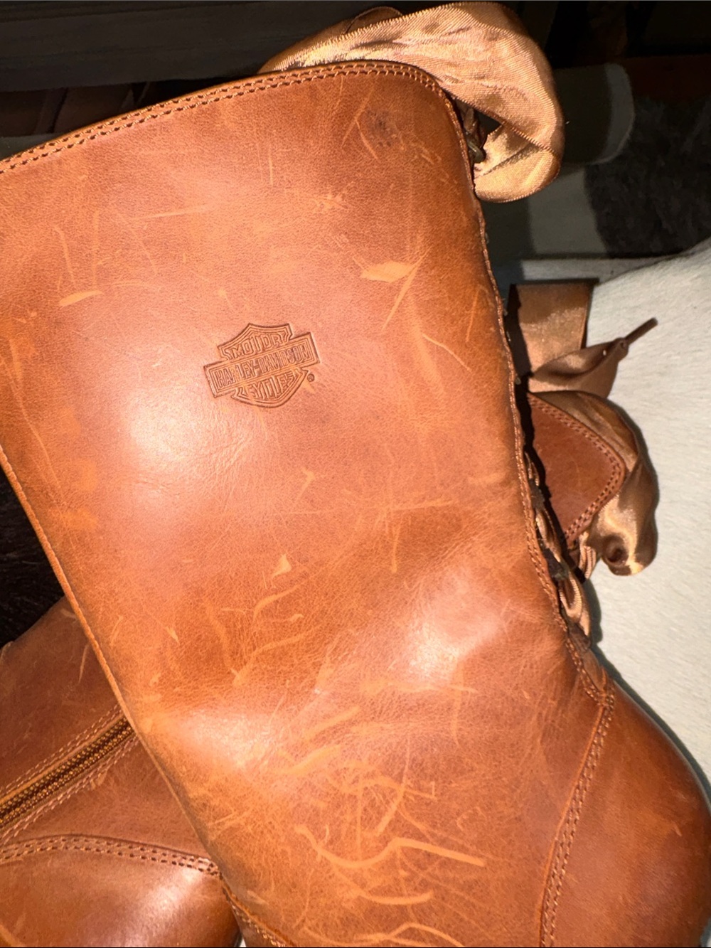 Harley-Davidson Brown Leather Heeled Boots